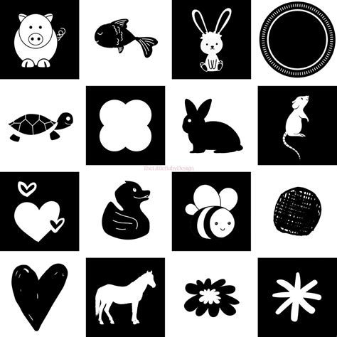 40 High Contrast Baby Cards Bundle - Printable Montessori Black and ...