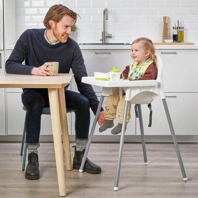 ANTILOP highchair with tray, white/silver-colour - IKEA