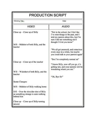 Image result for Sample Script Format