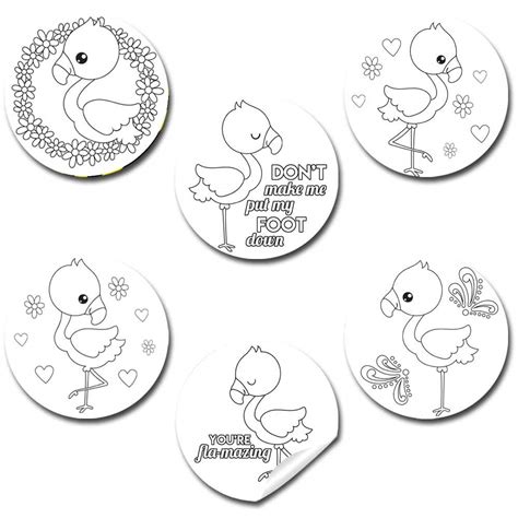 Color Your Own Cute Flamingo Themed Birthday Party Favor Sticker Labels ...