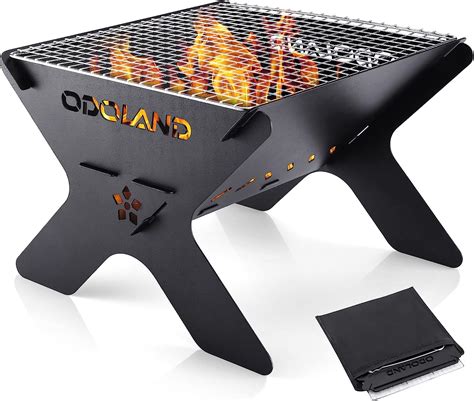 Odoland Camping Campfire Grill, Portable Folding Charcoal Grills ...