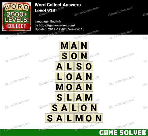 Word Collect Level 919 Answers • Game Solver