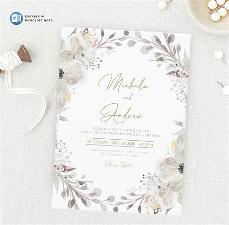 Microsoft Word Printable Wedding Invitation Template on Behance