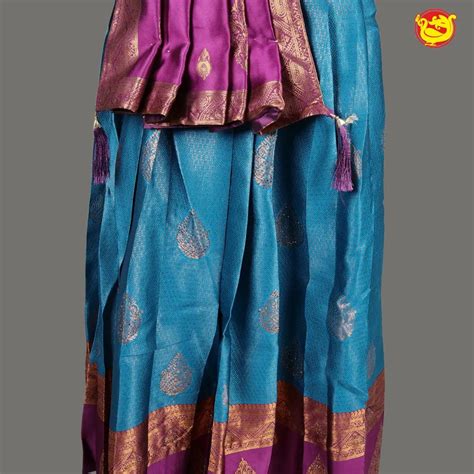 Purple with Blue Girls & Women Branded Readymade Pattu Gown – Thenianantham