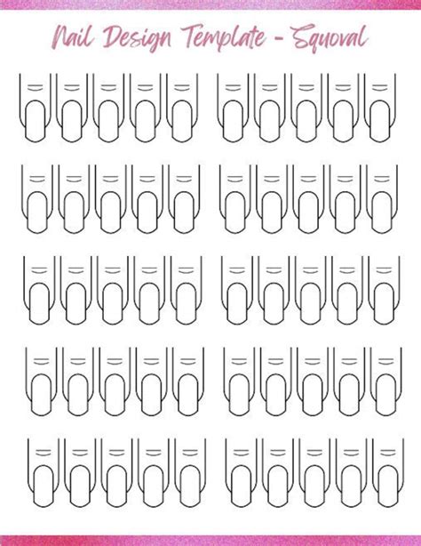 Squoval Nail Template, Content Creator, Nail Planner, Acrylic Nail Art ...