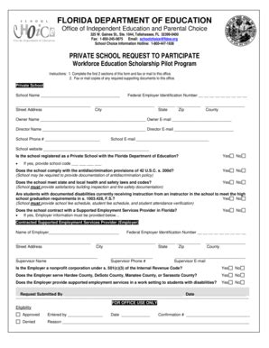Fillable Online floridaschoolchoice Private School Request to ...