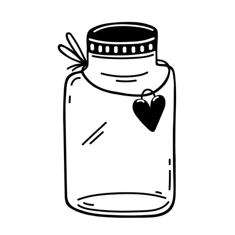 Mason jar vector icon. Hand drawn glass container isolated on white. Empty vintage pot with ...