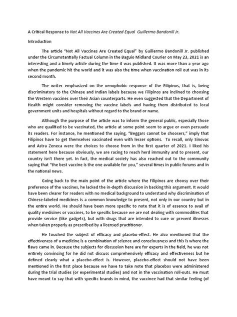 Image result for Critique Paper Example PDF