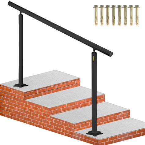 VEVOR Outdoor Stair Railing Kit, 5 FT Handrails 0-5 Steps, Adjustable ...