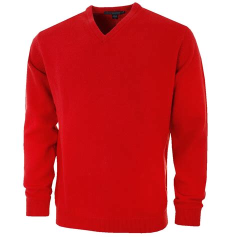 Greg Norman Mens V-Neck Lambswool Sweater Golf Pullovers