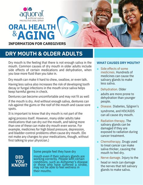 Managing dry mouth is not only vital for older adults but is also critical for head and neck ... - what causes dry mouth in older adults
