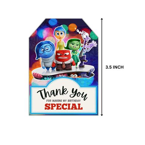 Inside Out Theme Thank You Cards & Return Gift Tags - 30Pcs, 2x3.5, 25 ...