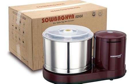 SOWBAGHYA Edge Wet Grinder 2 Litre - Maroon Tabletop Design, Stainless ...