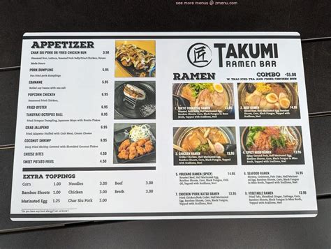 Online Menu of Takumi Ramen Restaurant, Tupelo, Mississippi, 38804 - Zmenu