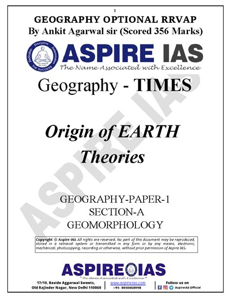 1709121244 Theories of Earth's Origin in Geography Optional RRVAP - Studocu