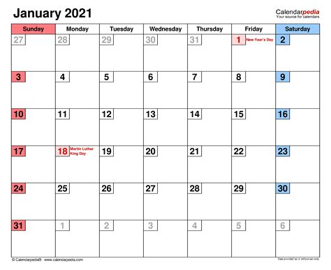 January 2021 Calendar Templates For Word Excel And Pdf Eastern Standard Time To Central Time