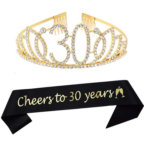 30th Birthday Tiara and Sash Happy 30th Birthday Party Supplies Cheers ...