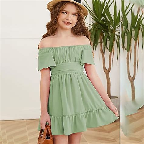 Tween Girl Dresses Short Sleeve Girls Casual Dresses A Line Dresses ...