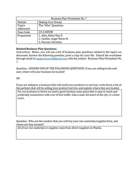 Operational Plan Business Worksheet 的图像结果