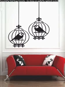 Eight2Ten 45 cm Hanging Birds Black Self Adhesive Sticker Price in ...