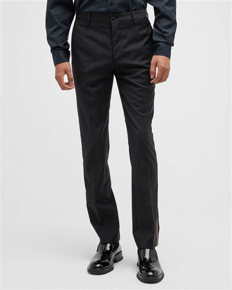Emporio Armani Men's Flat-Front Wool Trousers | Neiman Marcus