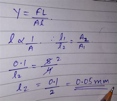 A wire of cross section 4 mm2 is stretched by 0.1 mm by a certain ...