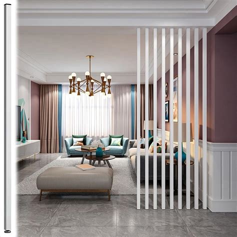 Floor-to-Ceiling Room Divider Screen - Modern White Wooden Slat ...