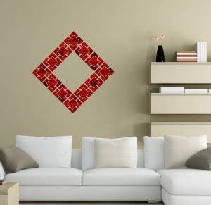 Sticker Hub 76 cm Abstract Design Acrylic 3D Mirror Wall Sticker (Red ...