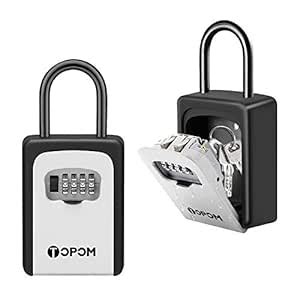 TOPOM Key Lock Box for Outside - Portable Weatherproof Combination ...