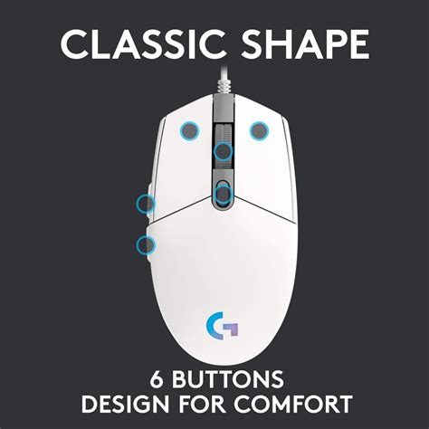 Logitech G102 Light Sync Gaming Mouse with Customizable RGB Lighting, 6 ...
