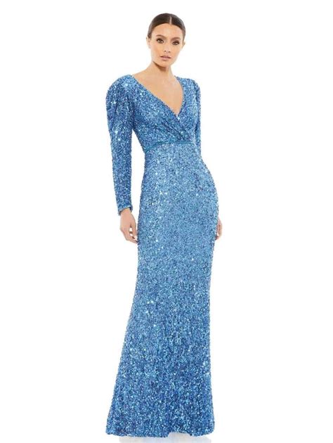 Puff Shoulder Sequined Surplice Gown – The Designer Atelier - By Varuna ...