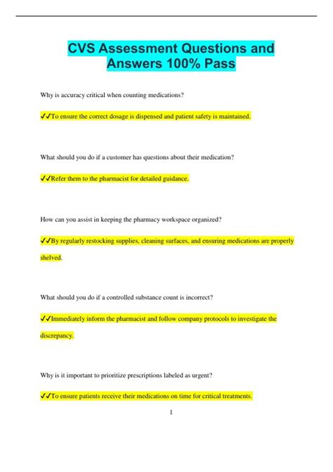 CVS Assessment Questions and Answers 100% Pass - CVS Assessment - Stuvia US