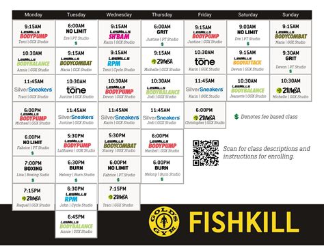 Gold's Gym Dutchess County Class Schedule