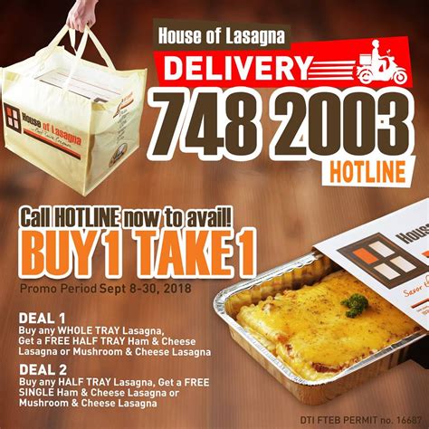 Manila Shopper: House of Lasagna Buy1 Take1 Hotline  