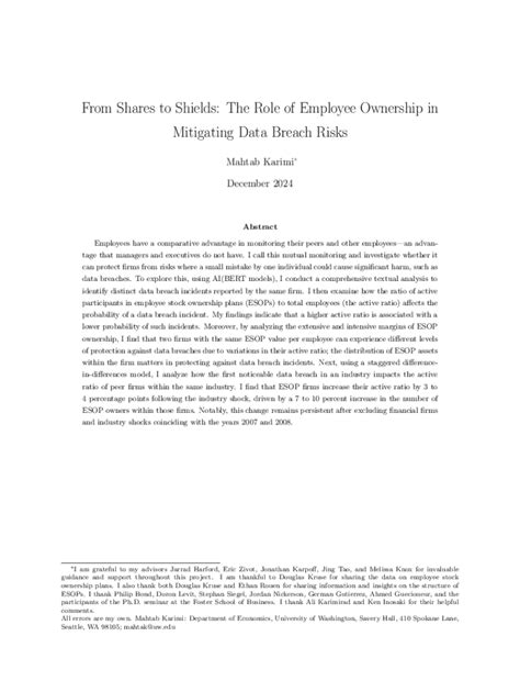 Fillable Online From Shares to Shields: The Role of Employee Ownership ...