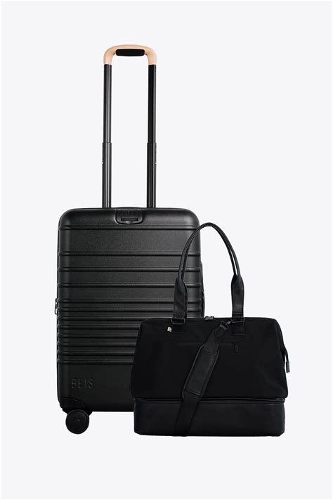 BÉIS 'The Travel Starter Set' in Black - Carry-On Luggage and Weekender ...