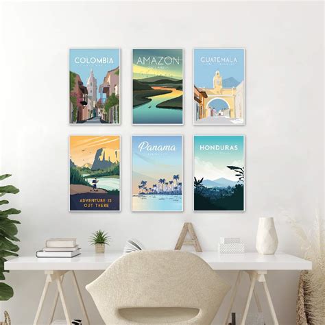 Gallery Wall Set: Travel Posters, Set of 6 Paintings | Customization ...