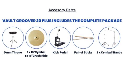 Vault Groover 22" 5-Piece Acoustic Drum Kit with Hardware, Cymbals ...
