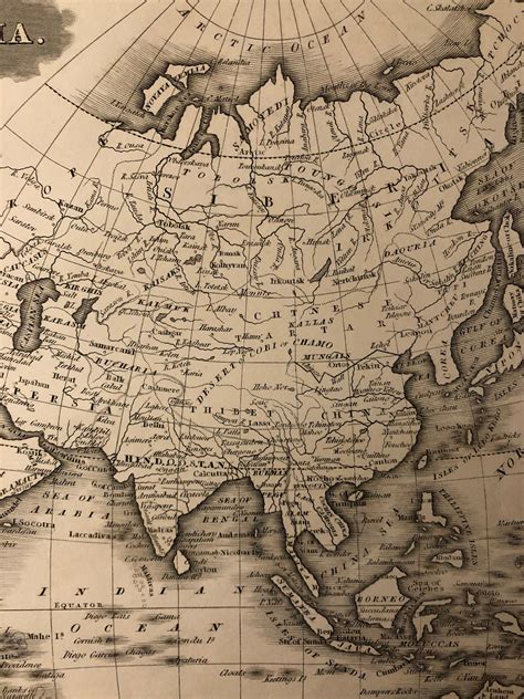 1800s Antique Engraving Map of Asia Boston Samuel Walker Engraving Signed Geo Boynton Sc Boston ... - map of asia in 1800