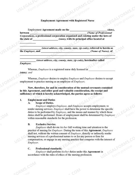 Employment Agreement with Registered Nurse - Employment Agreement With ...