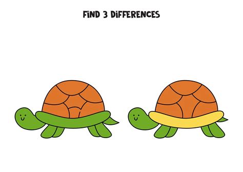 Find 3 differences between two cute turtles. 10690342 Vector Art at ...