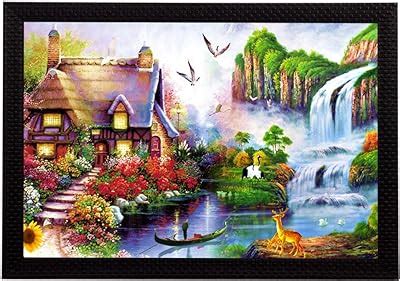 eCraftIndia 'River and Village' View Matt Texture Framed UV Art ...