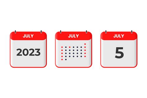 July 5 calendar design icon. 2023 calendar schedule, appointment ...