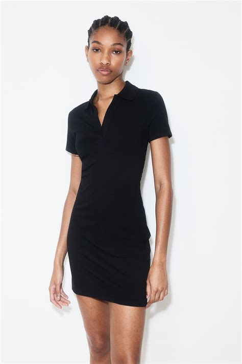 Bodycon polo dress - Black - Ladies | H&M IN