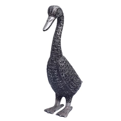 Brass Standing Duck Figurine With Intricate Design