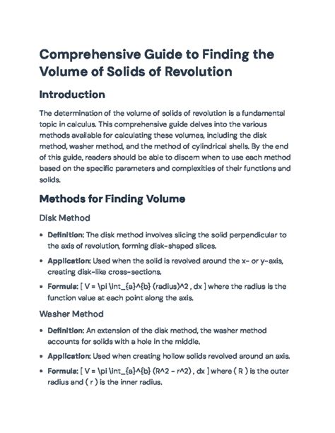 Comprehensive Guide to Volume of Solids of Revolution - Calculus Methods - Comprehensive Guide ...