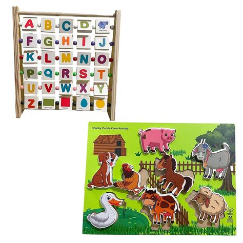 Kinder Creative Alphabet Abacus Learning Toy for Kids, Wooden with ...