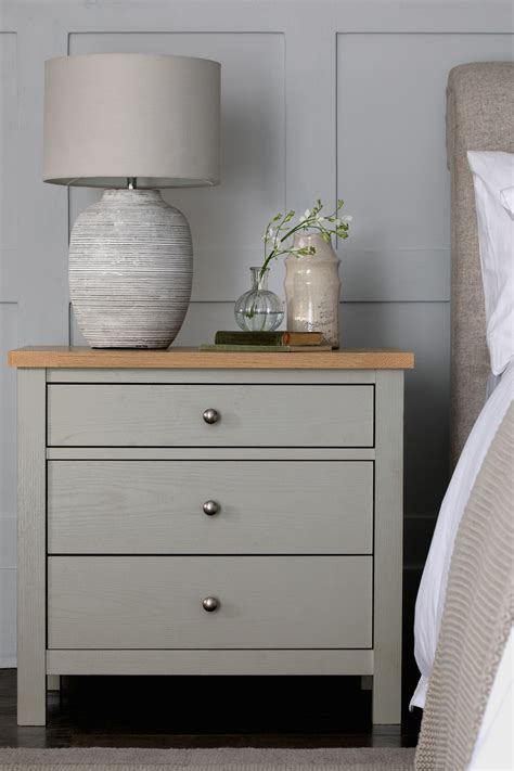 Buy Dove Grey Malvern Paint Effect 3 Drawer Wide Bedside Table from the ...