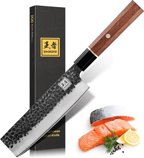 ENOKING Japanese Nakiri Chef Knife 7 Inch, Professional Nakiri Knife ...
