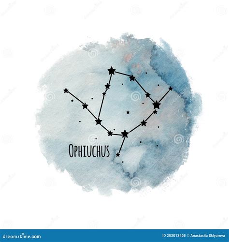 Ophiuchus Zodiac Sign Constellation on Watercolor Background Isolated ...